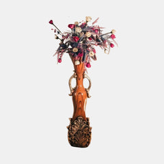 Our Urban Golden Hand Leafy Vase | Vase Golden | Wooden Brown Vase | Brown And Gold Vase For Home | Brown And Gold Vase For Office