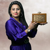 GOLD EMBELLISHED WOODEN CLUTCH