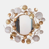 GOLD AND WHITE METAL FRAME ROUND WALL MIRROR