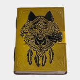 uniHOOF Vintage Classic Yellow Leather Journal | Handmade Diary with antique lock on leather A5 Diary Unruled 200 Pages