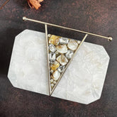 WHITE/BLACK ACRYLIC STONES CLUTCH