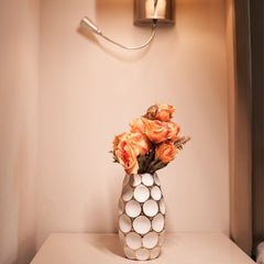 GOLD TONED AND WHITE URBAN VASE (LARGE)