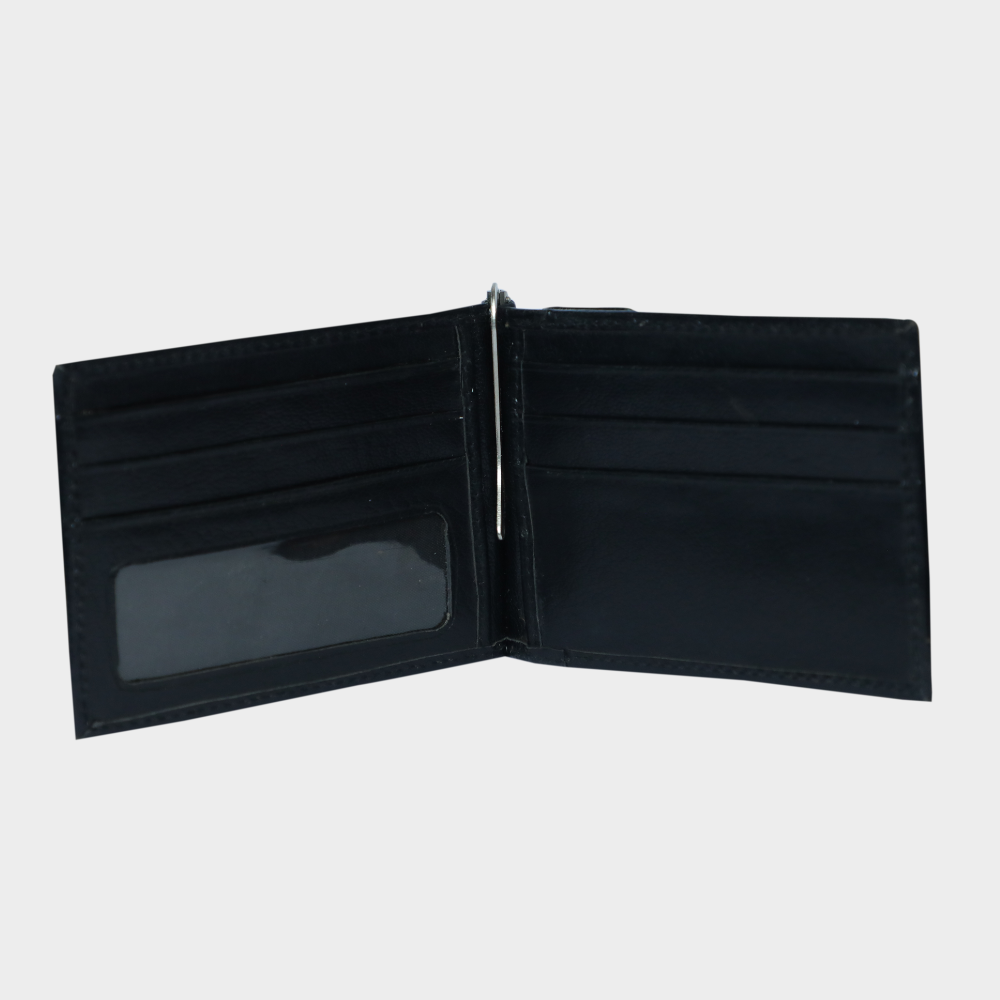 uniHOOF Genuine Leather Slim Wallet | Thin Front Pocket Wallet Sleeve Card Holder for Men | Slim Brown Wallet (Black)