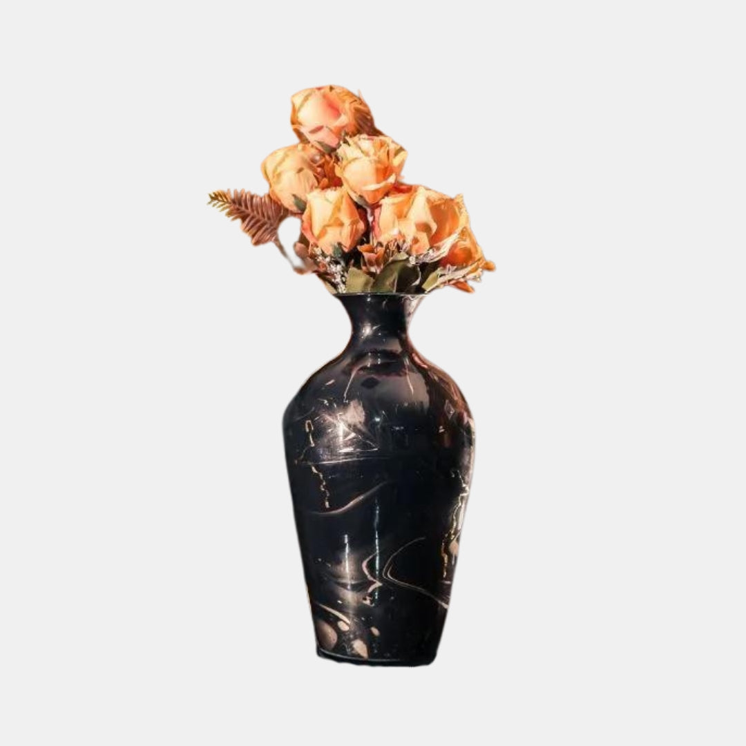 uniHOOF Black Resin Vase | Large Vase | Vase For Table | Decorative Flower Pot | Glassy Vase
