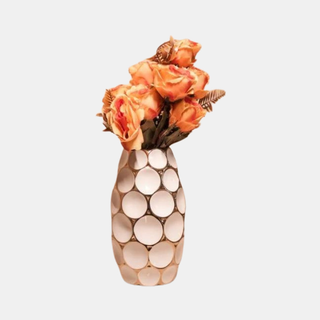 GOLD TONED AND WHITE URBAN VASE (LARGE)