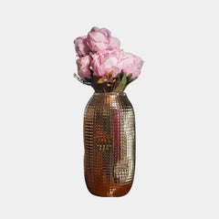 uniHOOF Hammered Metal Gold Vase | Decorative Vase | Golden Decorative Vase | Gold Vase For Home Decor | Gold Vase For Living Room