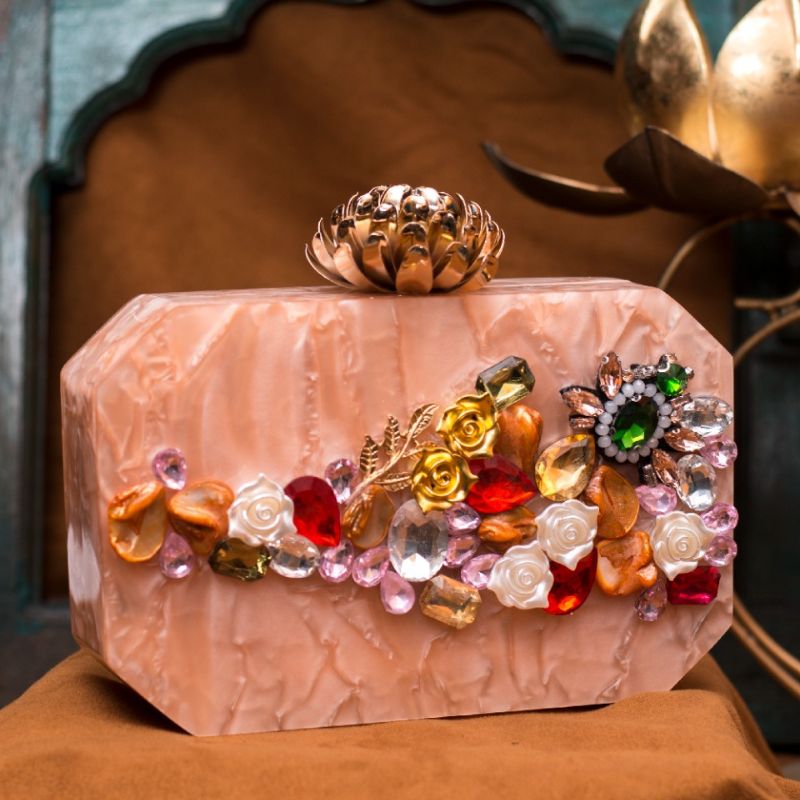 ACRYLIC CLUTCH | Peach Color Clutch
