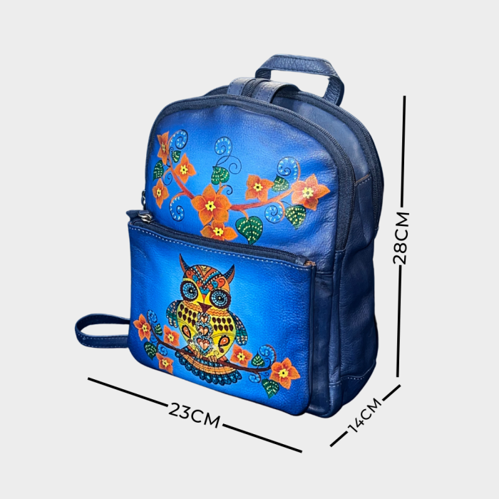 uniHOOF Premium 100% Leather Multicolor Owl Bagpack For Office | Bagpack For Travel | Bagpack For School | Office Bags