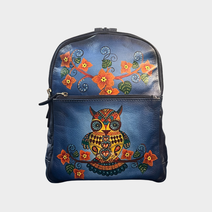 uniHOOF Premium 100% Leather Multicolor Owl Bagpack For Office | Bagpack For Travel | Bagpack For School | Office Bags