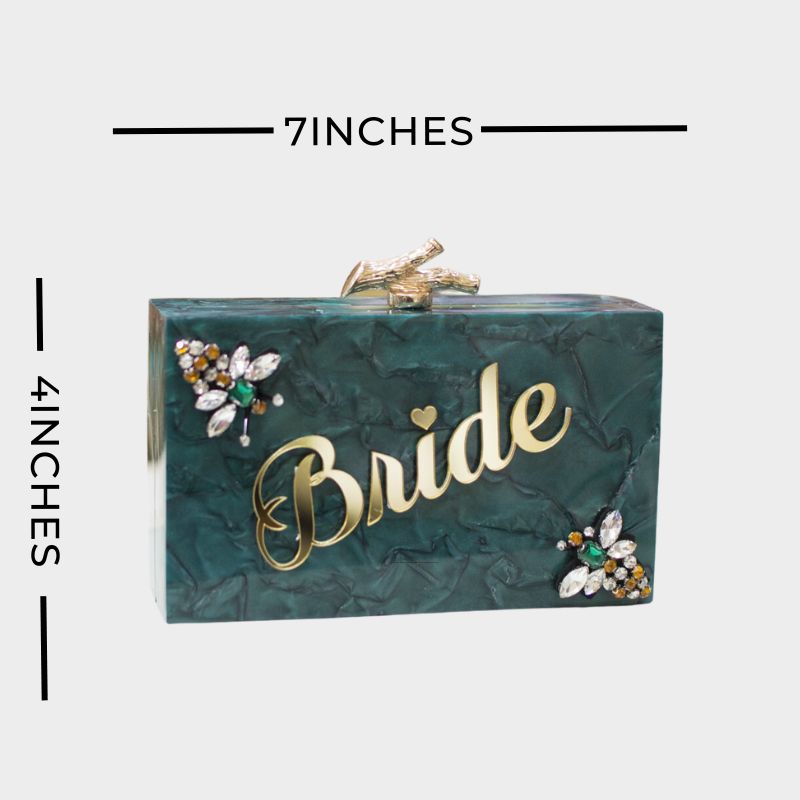 BRIDE GREEN ACRYLIC CLUTCH-0053