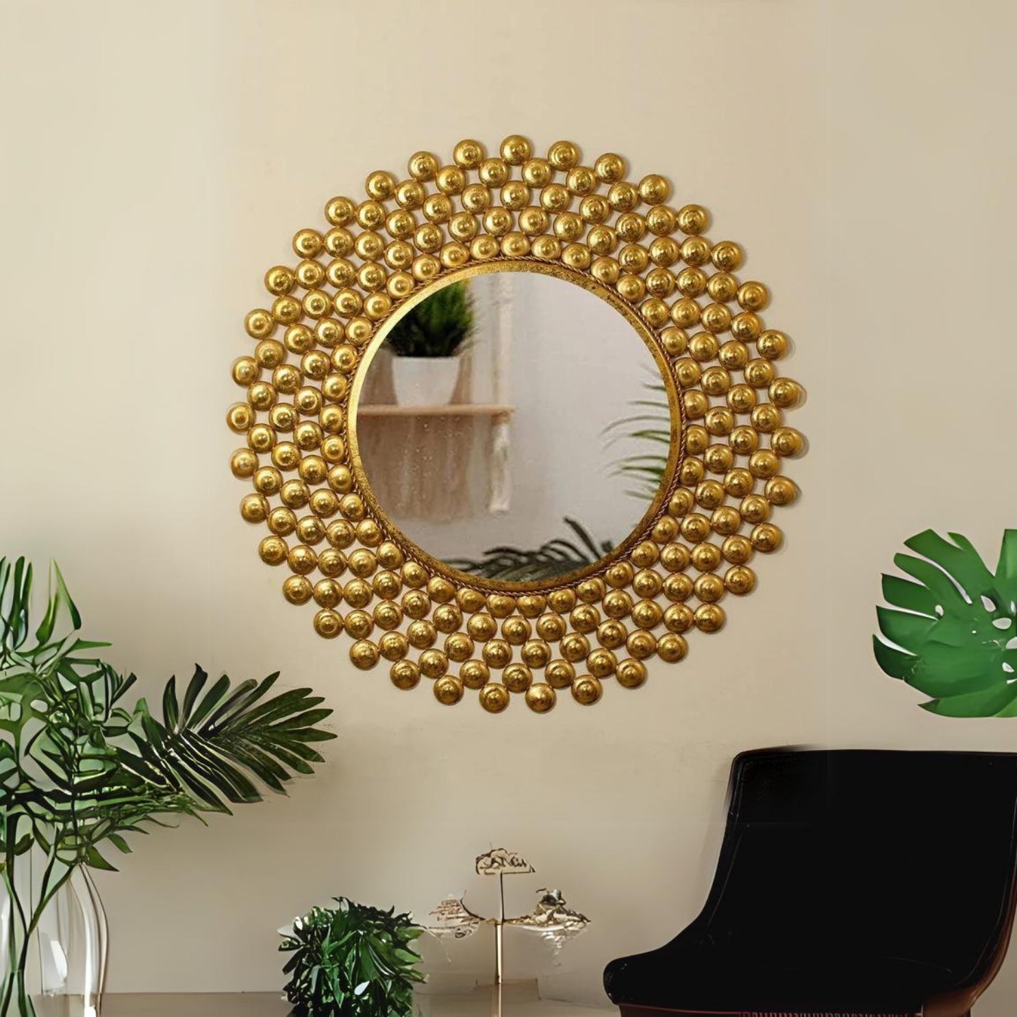 CONTEMPORARY STYLE IRON WALL HANGING MIRROR