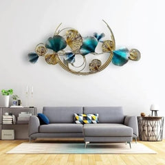 DECORATIVE BLUE GOLD SHELL METAL HANGING WALL ART