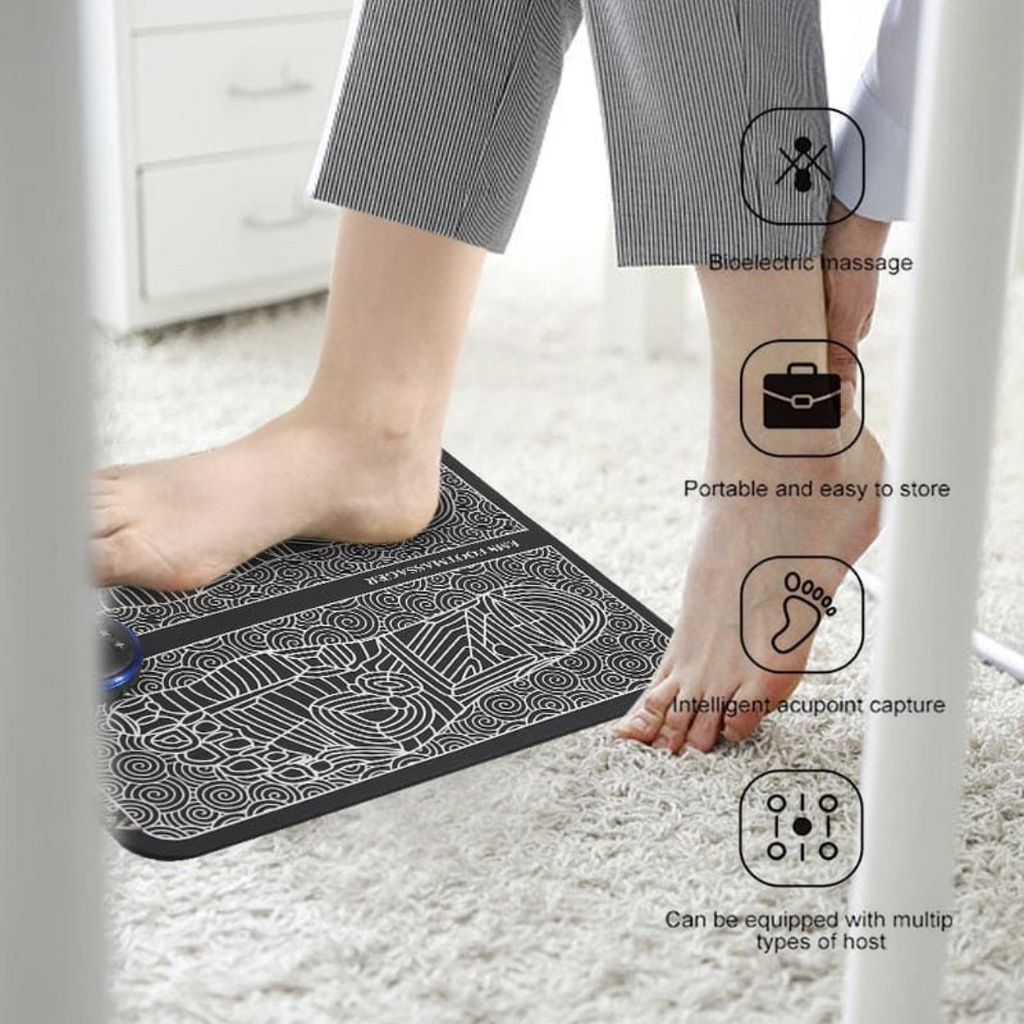 RECHARGEABLE EMS FOOT MASSAGER MAT, MUSCLE STIMULATOR, SIMULATED MASSAGE THERAPY FOR FOOT DRUG-FREE PAIN RELIEF