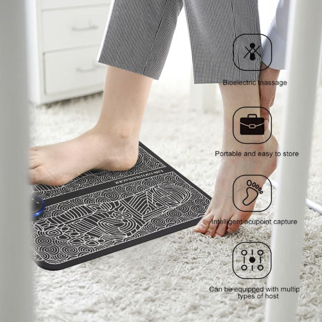 RECHARGEABLE EMS FOOT MASSAGER MAT, MUSCLE STIMULATOR, SIMULATED MASSAGE THERAPY FOR FOOT DRUG-FREE PAIN RELIEF