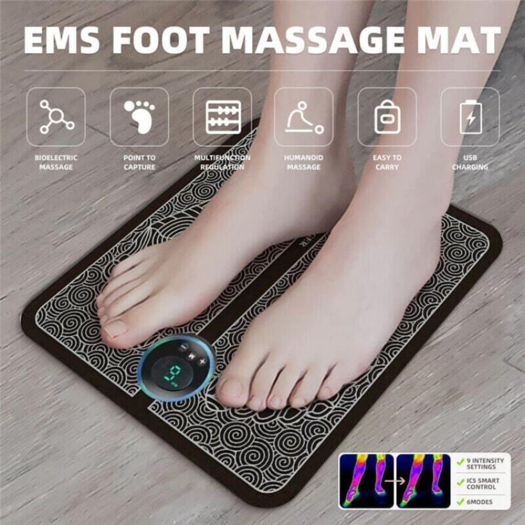 RECHARGEABLE EMS FOOT MASSAGER MAT, MUSCLE STIMULATOR, SIMULATED MASSAGE THERAPY FOR FOOT DRUG-FREE PAIN RELIEF