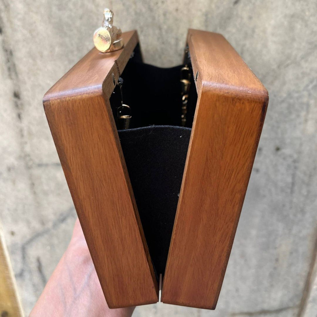 GOLD EMBELLISHED WOODEN CLUTCH