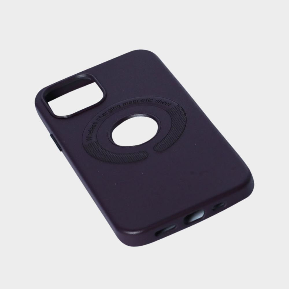 LEATHER MAGSAFE CASE (PURPLE) 14 PRO MAX