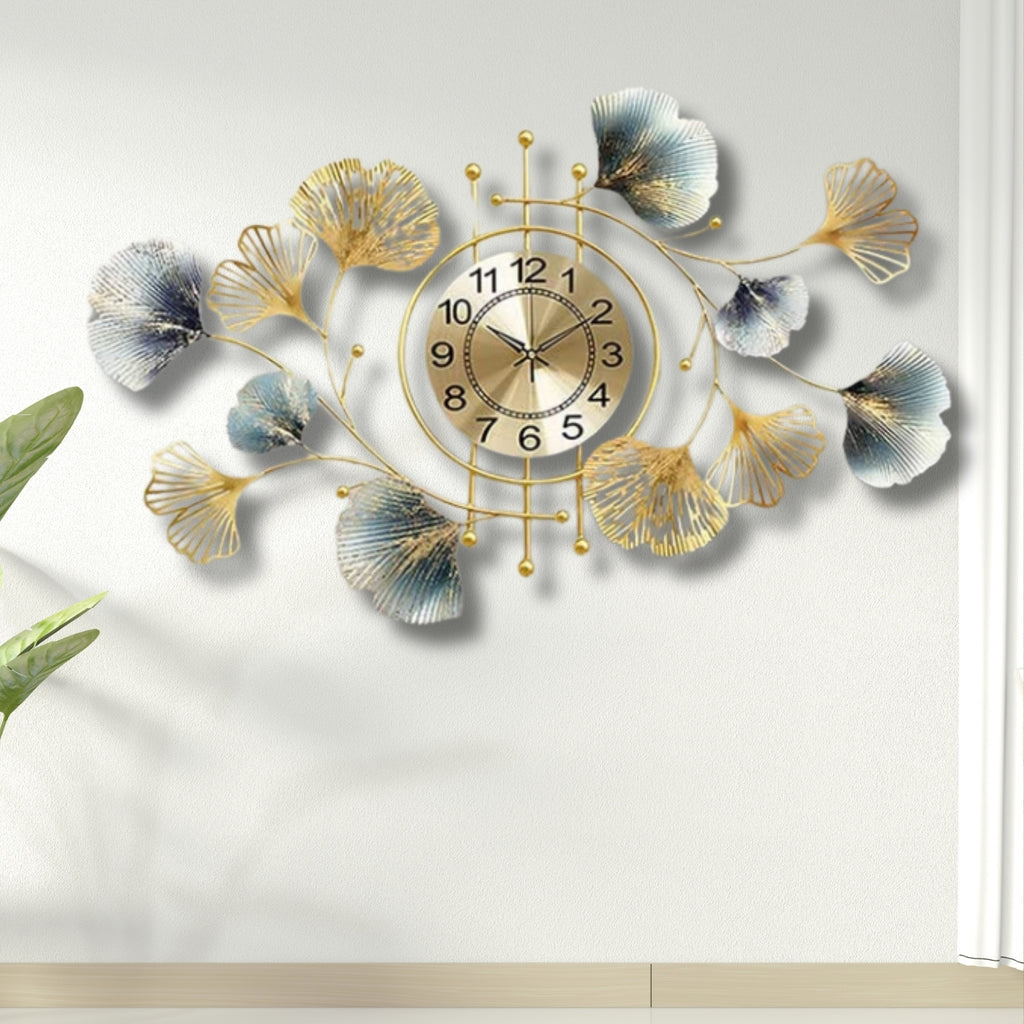 METAL IRON CLOCK WILLOW HORIZONTAL TIME DECORATIVE WALL ART 22X20X36 INCHES
