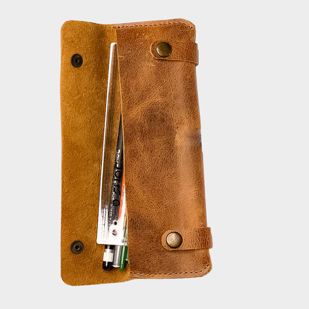 uniHOOF Premium Leather Pouch for Stationary Stuff | Stationary Pouch Anniversary Gift | Stationery College Pouch | Gift for Her | Paint Brushes Pouch