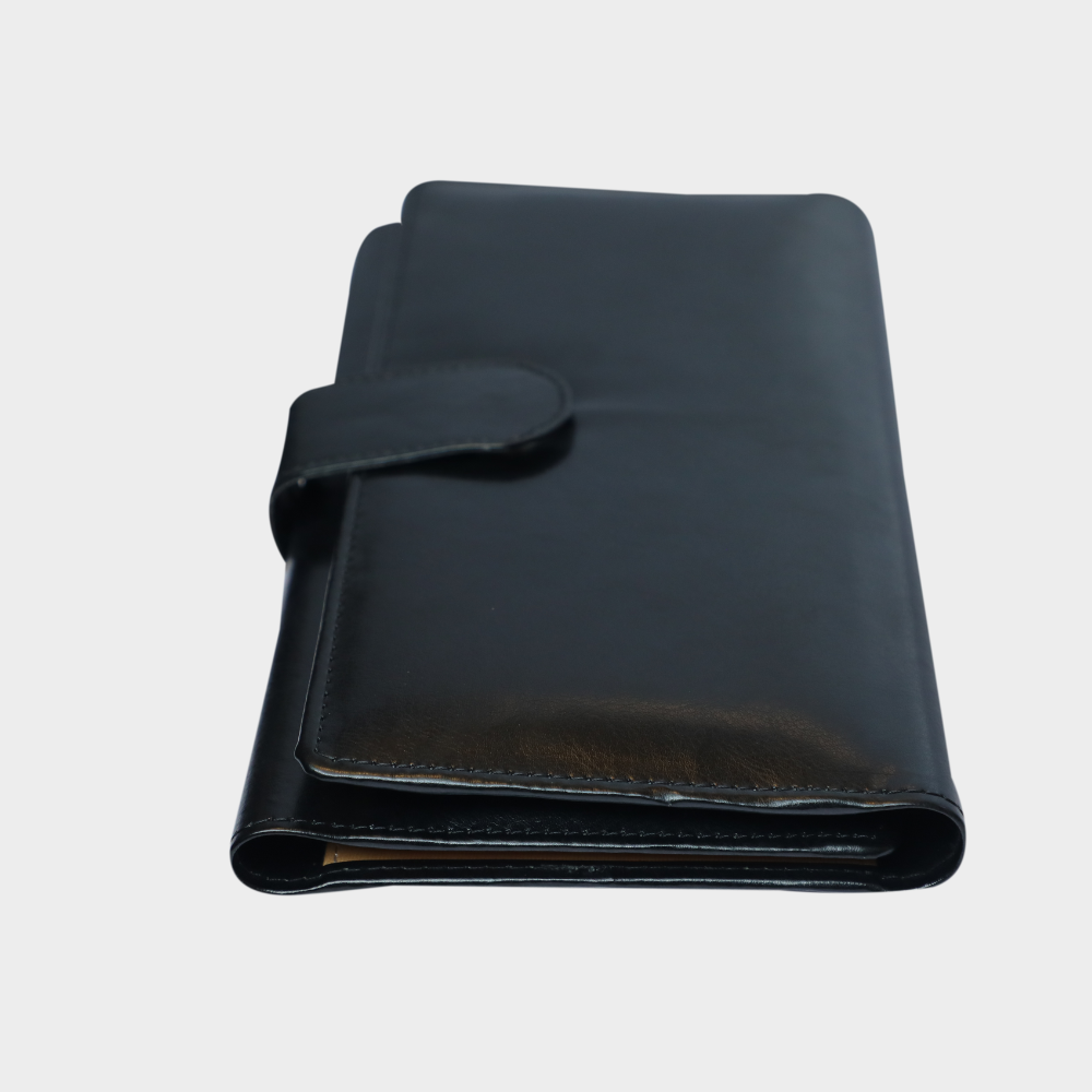 uniHOOF Black Document Holder Folder | Cheque Book Cover | File Organizer | Office Stationery | Professional Chequebook Cover (Black)