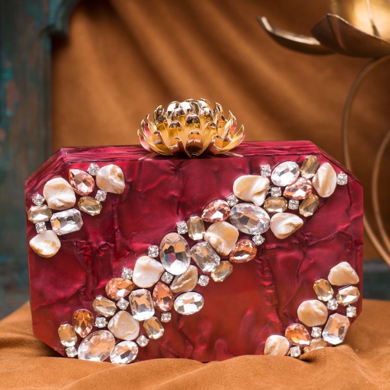 RED ACRYLIC CLUTCH-0100