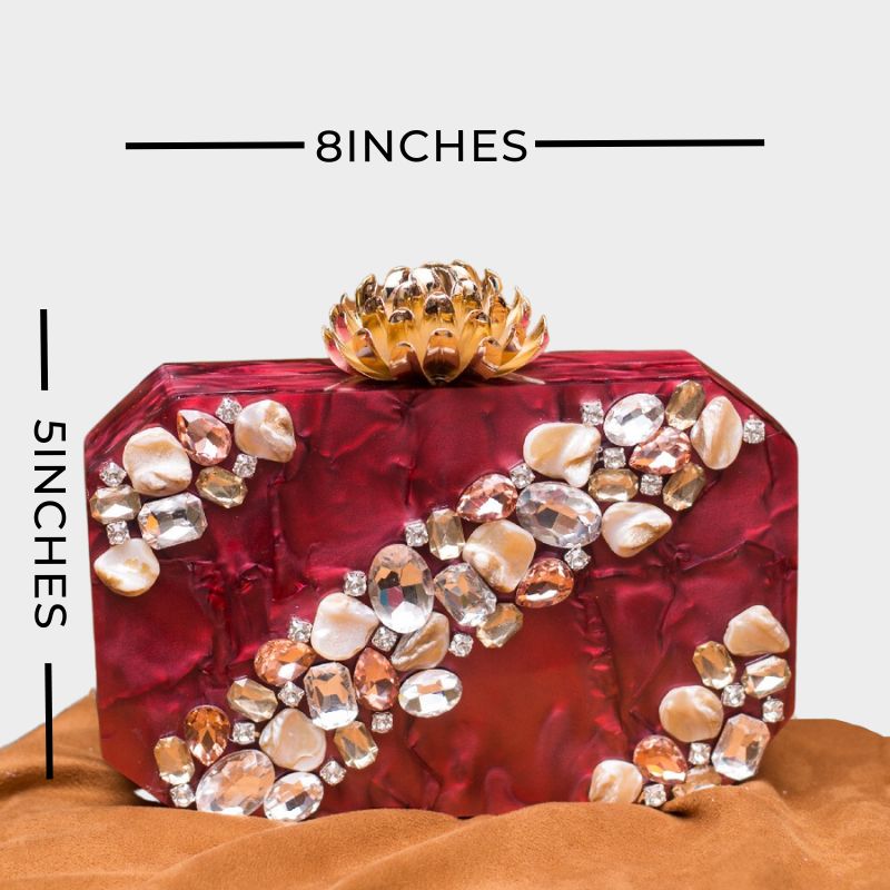 RED ACRYLIC CLUTCH-0100