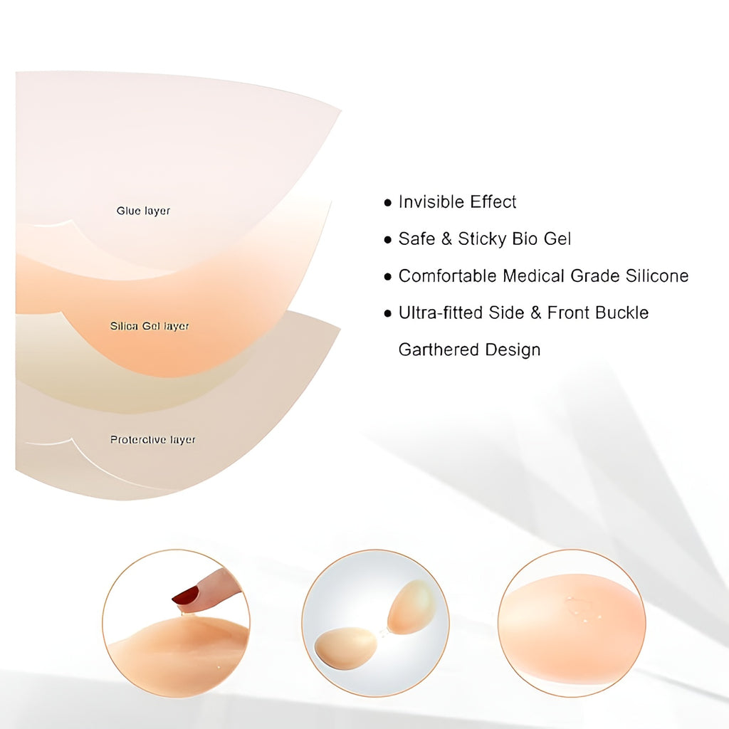 SILICONE STICKY BRA INVISIBLE PUSH UP BRA | STRAPLESS BACKLESS BRA FOR WOMEN | FREE BRA