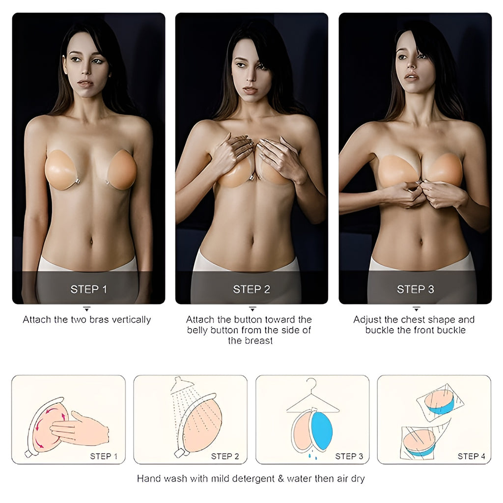 SILICONE STICKY BRA INVISIBLE PUSH UP BRA | STRAPLESS BACKLESS BRA FOR WOMEN | FREE BRA