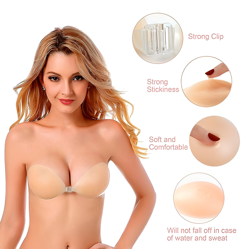 SILICONE STICKY BRA INVISIBLE PUSH UP BRA | STRAPLESS BACKLESS BRA FOR WOMEN | FREE BRA