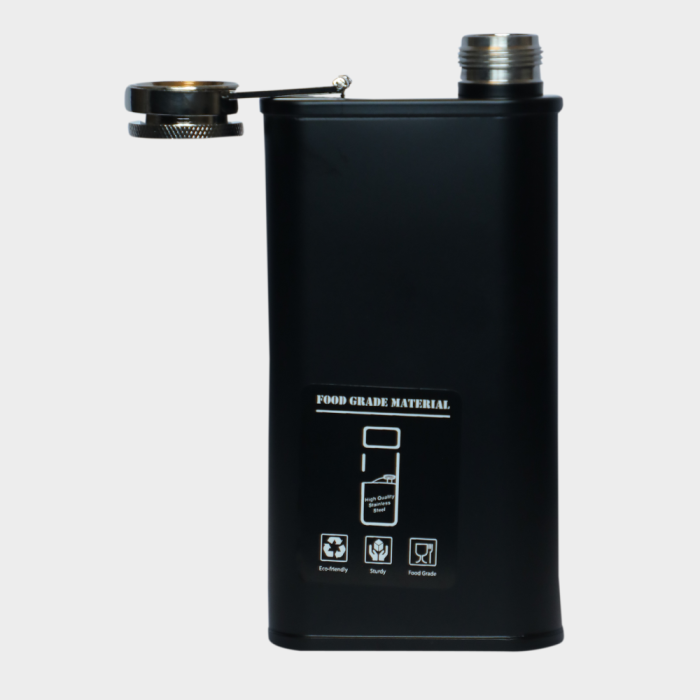 Black Tall Stainless Steel Hip Flask, Alcohol Drinks Wine Whiskey Holder Bottle Or Liquor Flasks for Men - Black