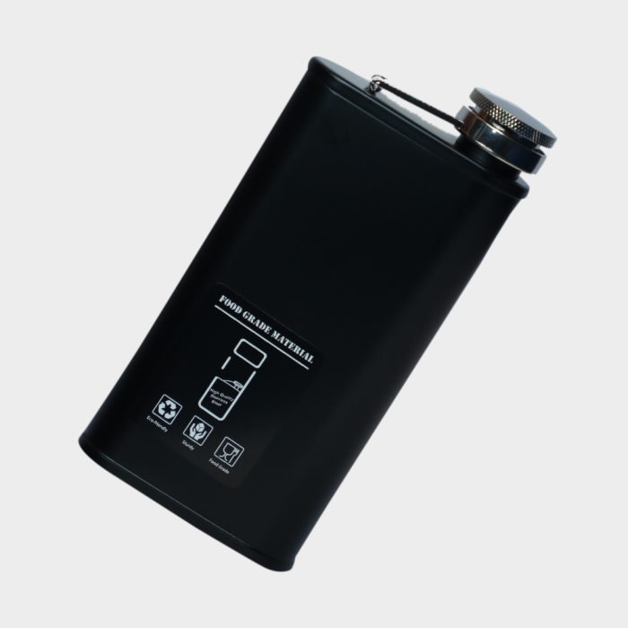 Black Tall Stainless Steel Hip Flask, Alcohol Drinks Wine Whiskey Holder Bottle Or Liquor Flasks for Men - Black