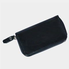 uniHOOF Black Leather Women's Tri-fold Women Fashion Card Coin Holder Ladies Long Purse Clutch Wallet (10x3x19.5)