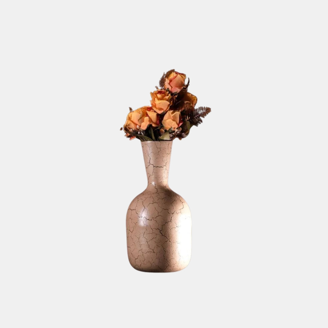uniHOOF Colossal Base Crack Beige Vase | Vase | Classy Vase | Vase for Room Decor | Vase for Living Room | Unbreakable Vase