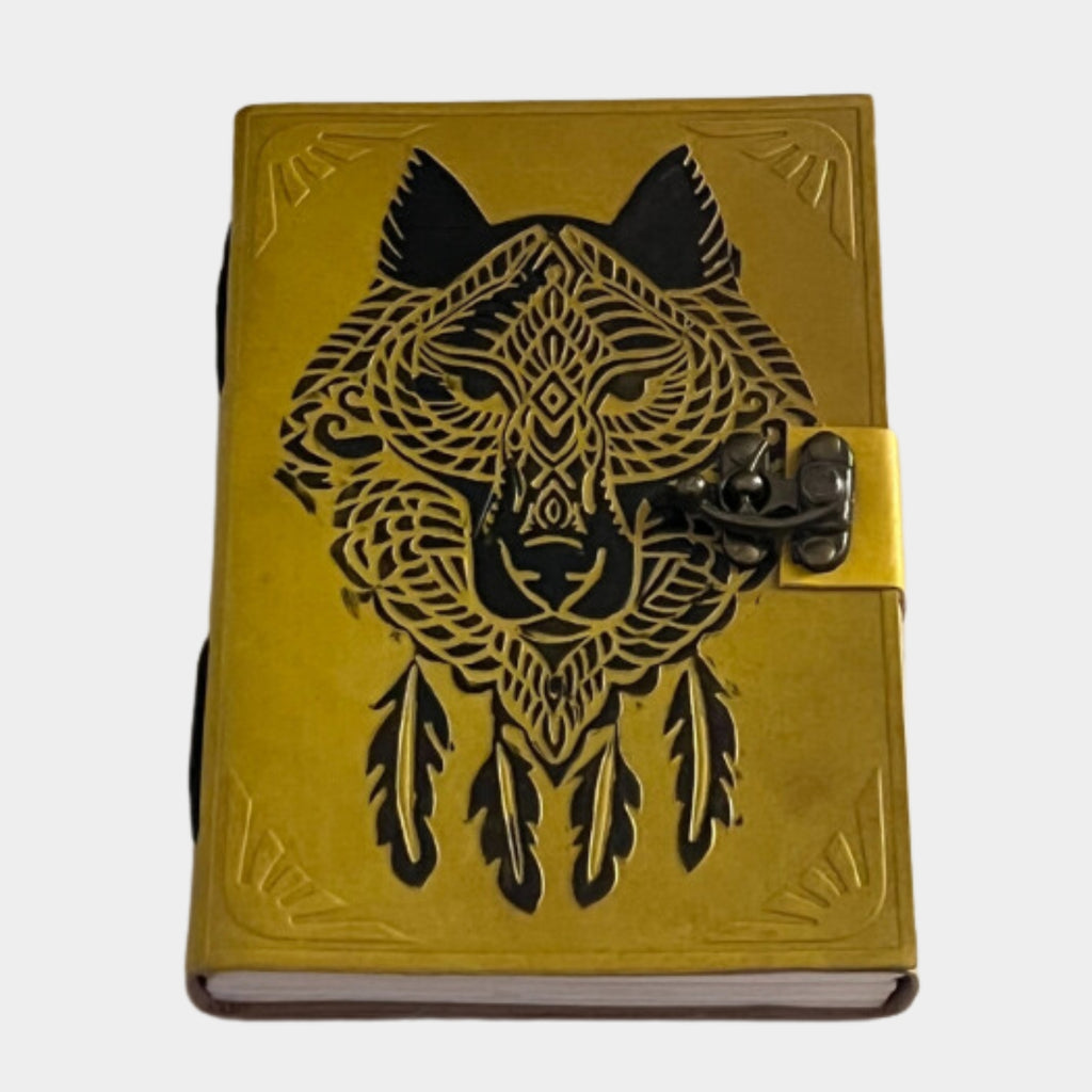 uniHOOF Vintage Classic Yellow Leather Journal | Handmade Diary with antique lock on leather A5 Diary Unruled 200 Pages