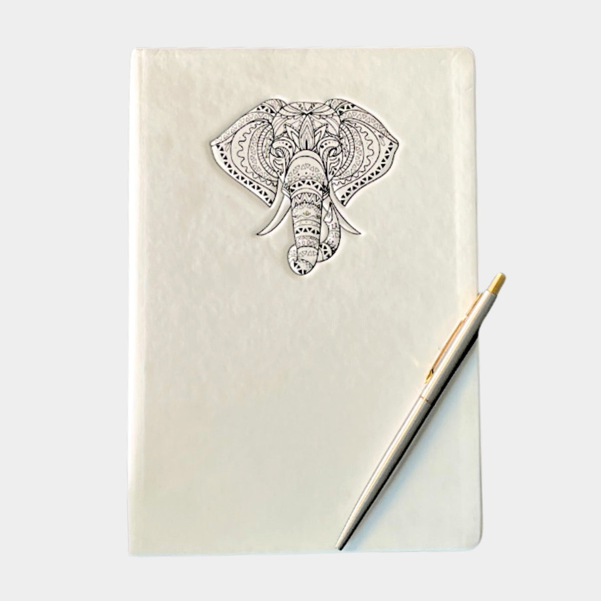 WHITE ENGRAVED MAMMONTH DIARY Gift For Him | Journal | White Journal | White Diary