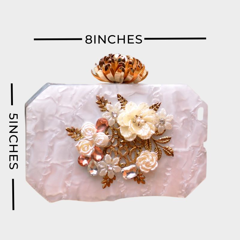 WHITE ACRYLIC CLUTCH-0075