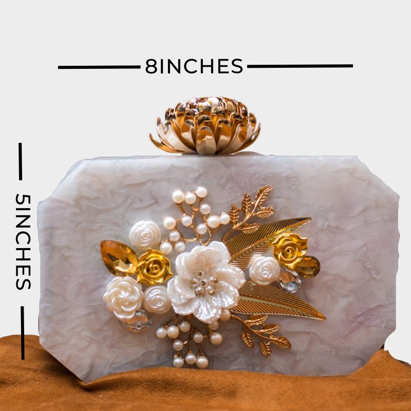 WHITE ACRYLIC CLUTCH-0079