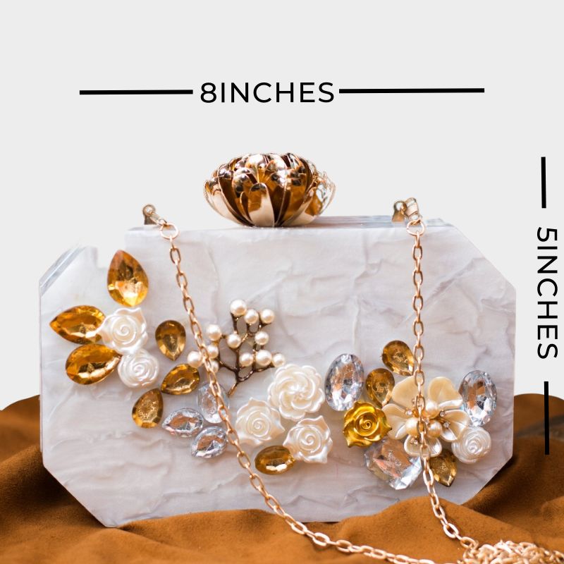 WHITE ACRYLIC CLUTCH-0073