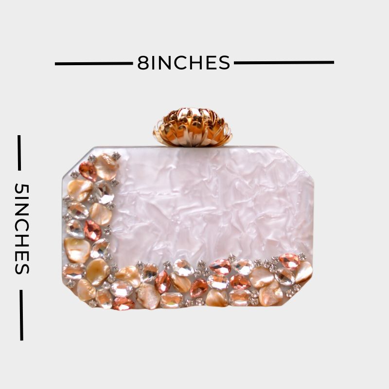 WHITE ACRYLIC CLUTCH-0080