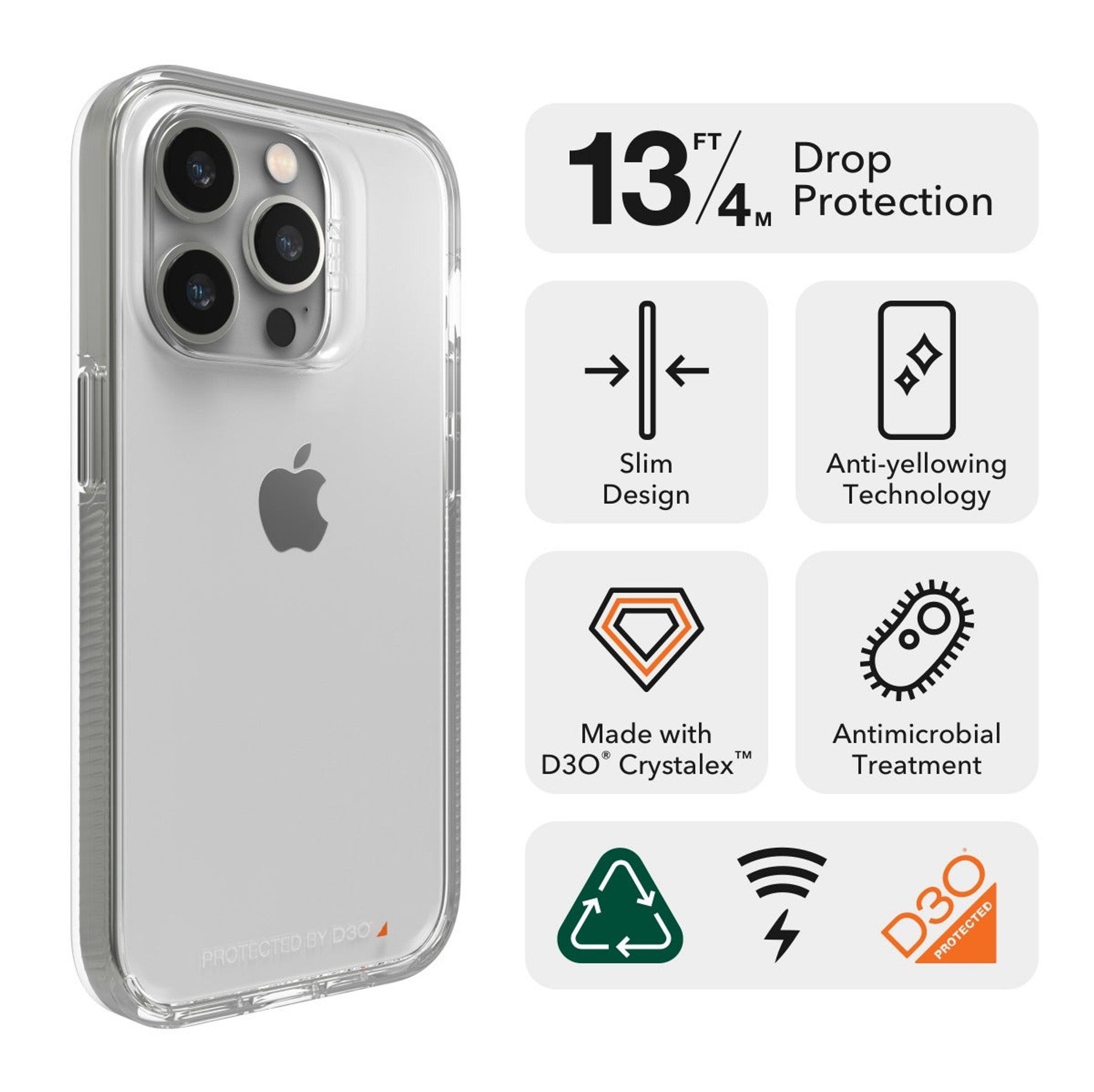 ZAGG Gear 4 Crystal Clear Case for  iPhone 14 and 15