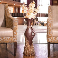 uniHOOF Golden Hand Wooden Vase | Wooden Brown Vase | Vase for Home | Vase for Office | Wood Finished Vase