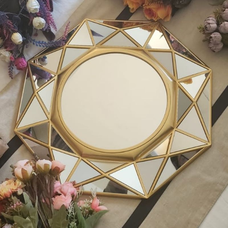 OCTAGONAL FANCY MIRROR IN GOLD