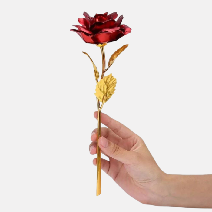 uniHOOF RED AND GOLD ROSE | Valentine Day Special Artificial Gold And Red Rose for Couples | Gift for Couple | (Rose Gold)