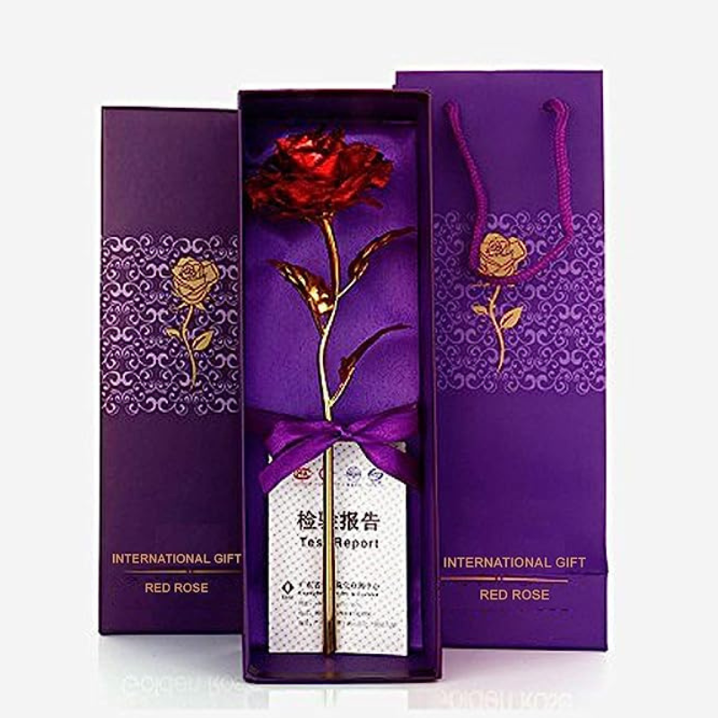 uniHOOF RED AND GOLD ROSE | Valentine Day Special Artificial Gold And Red Rose for Couples | Gift for Couple | (Rose Gold)
