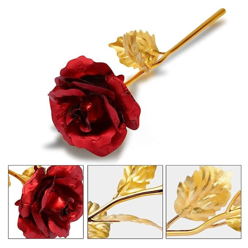 uniHOOF RED AND GOLD ROSE | Valentine Day Special Artificial Gold And Red Rose for Couples | Gift for Couple | (Rose Gold)