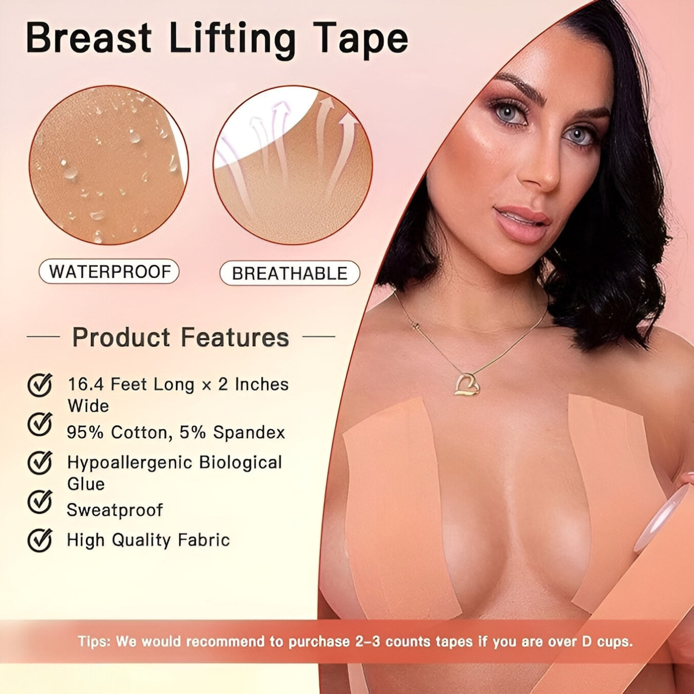 uniHOOF BOOBY TAPE BRA & NIPPLE COVERS | BODY TAPE FOR LIFT & PUSH UP IN ALL CLOTHING FABRIC DRESS TYPES | WATERPROOF SWEAT-PROOF INVISIBLE UNDER CLOTHING