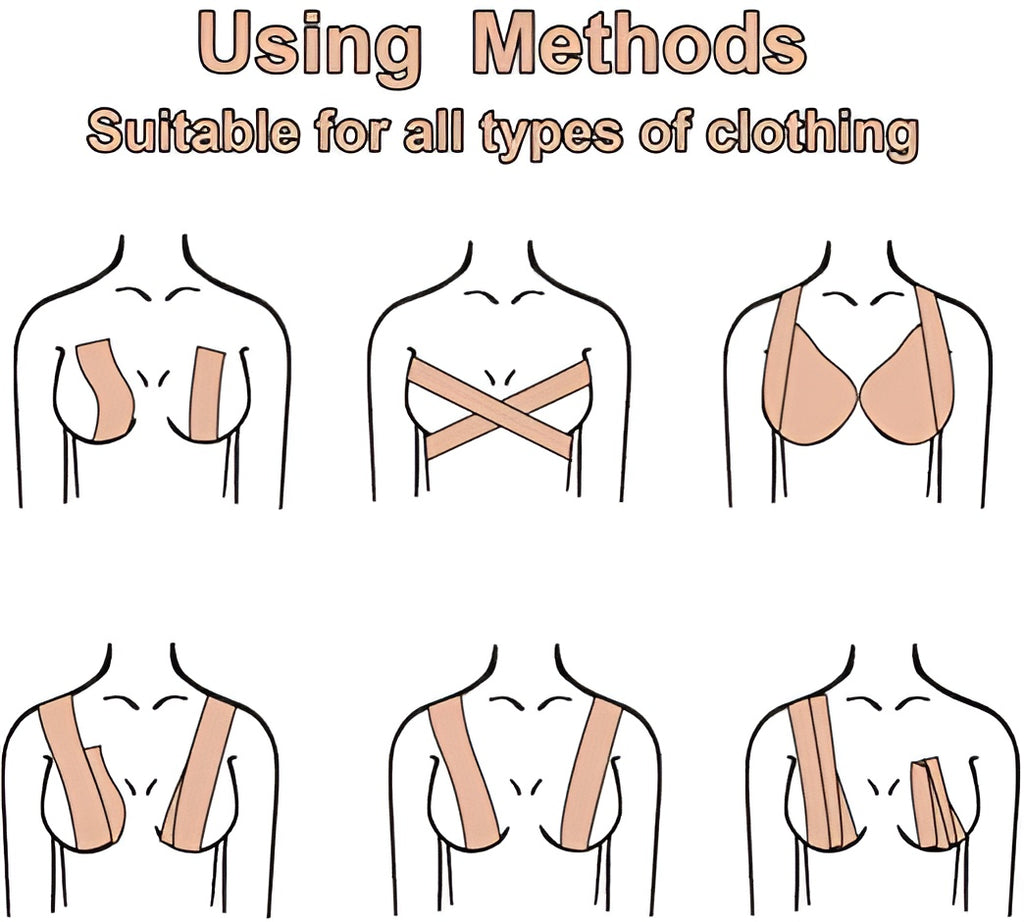 uniHOOF BOOBY TAPE BRA & NIPPLE COVERS | BODY TAPE FOR LIFT & PUSH UP IN ALL CLOTHING FABRIC DRESS TYPES | WATERPROOF SWEAT-PROOF INVISIBLE UNDER CLOTHING
