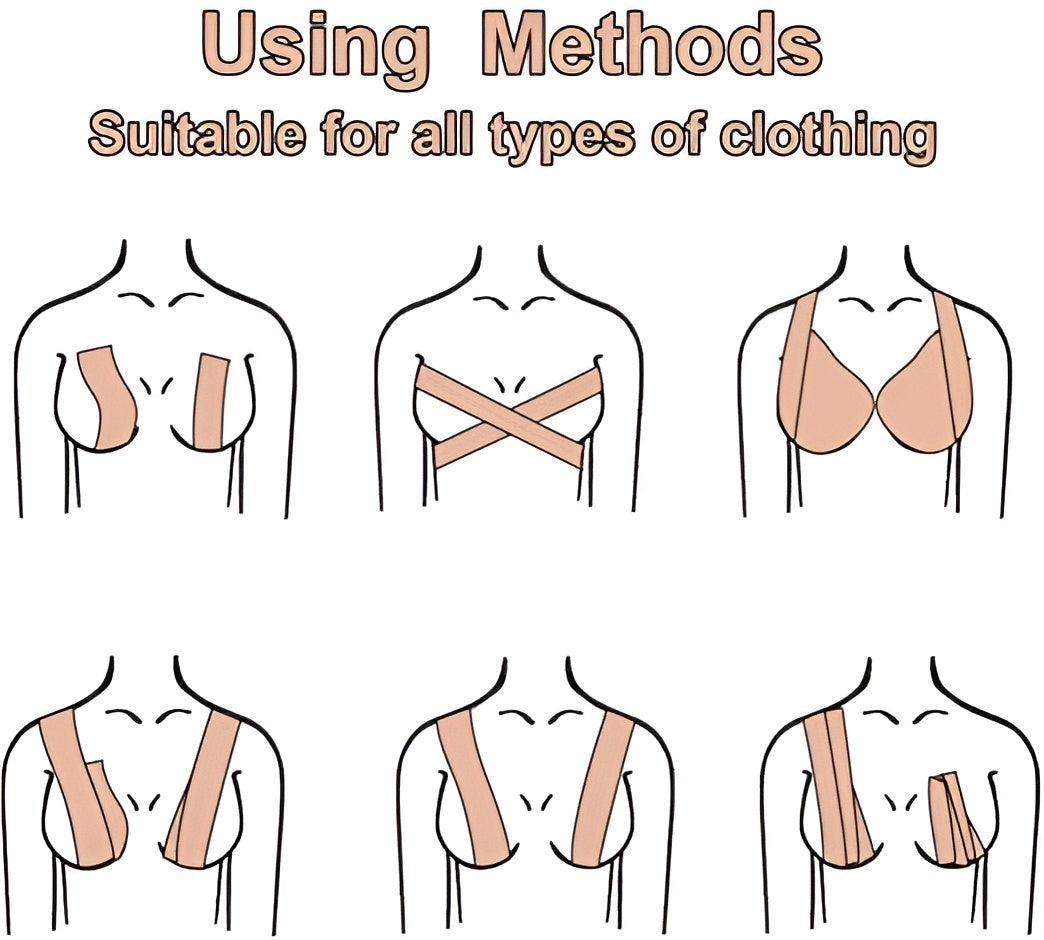 uniHOOF BOOBY TAPE BRA & NIPPLE COVERS | BODY TAPE FOR LIFT & PUSH UP IN ALL CLOTHING FABRIC DRESS TYPES | WATERPROOF SWEAT-PROOF INVISIBLE UNDER CLOTHING