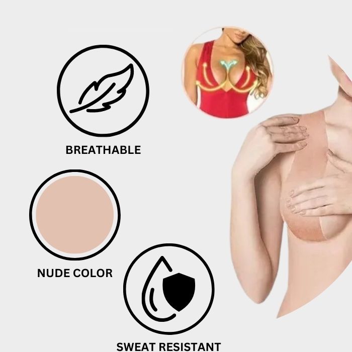 uniHOOF BOOBY TAPE BRA & NIPPLE COVERS | BODY TAPE FOR LIFT & PUSH UP IN ALL CLOTHING FABRIC DRESS TYPES | WATERPROOF SWEAT-PROOF INVISIBLE UNDER CLOTHING