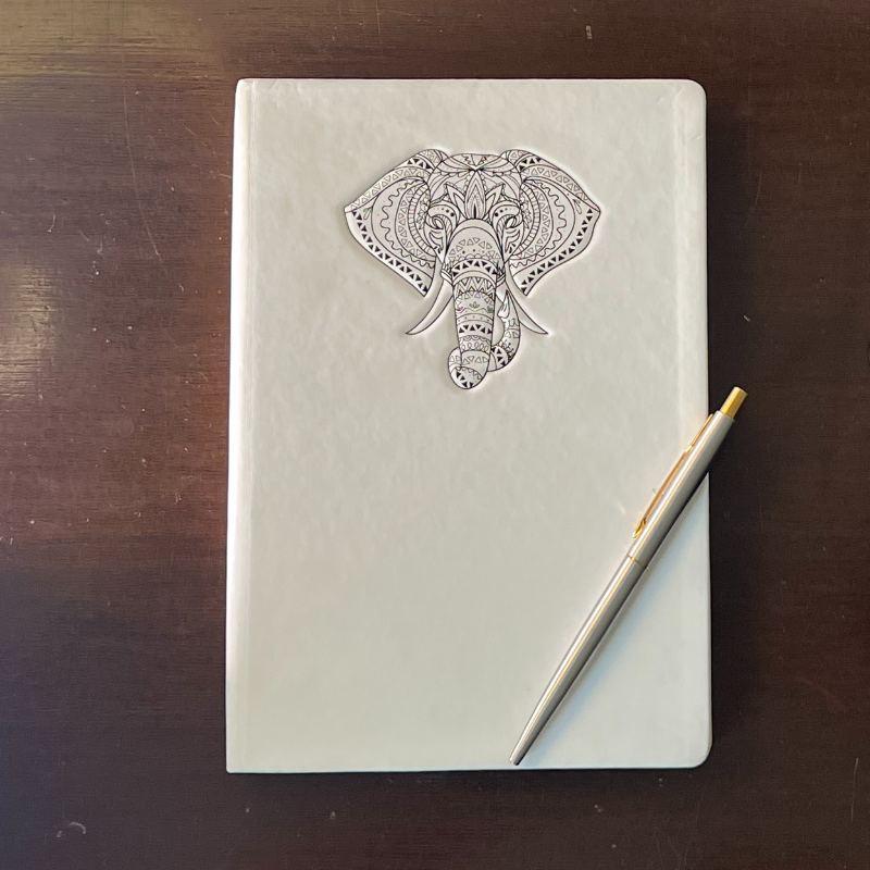 WHITE ENGRAVED MAMMONTH DIARY Gift For Him | Journal | White Journal | White Diary